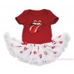 Red Baby Bodysuit Red Lips Pettiskirt & Big Red Mouth Print JS4608